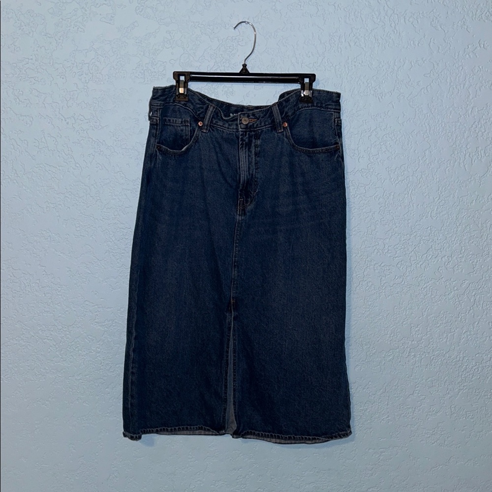 Old Navy Dark Blue Denim Midi Skirt